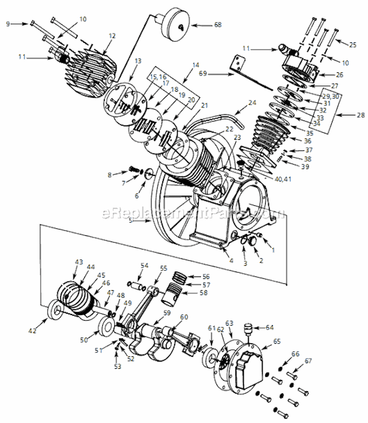 Page B Diagram and Parts List for HS781003 2005 Campbell Hausfeld Compressor